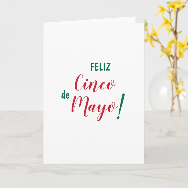 Feliz Cinco de Mayo Green White Red  Card (Yellow Flower)