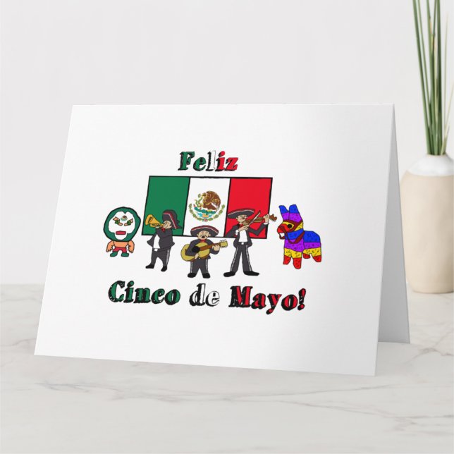 Feliz Cinco de Mayo! Holiday Cartoon Illustration Card (Front)
