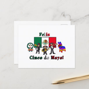 Feliz Cinco de Mayo! Holiday Cartoon Illustration Postcard