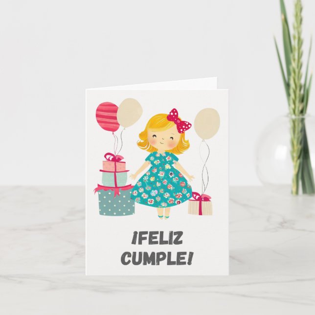  ¡Feliz cumple! Happy birthday in Spanish, Spanish Card (Front)