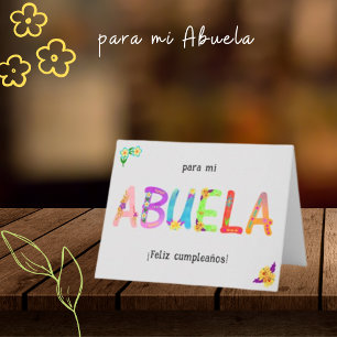Feliz Cumpleaños Abuela Whimsical letters Birthday Card