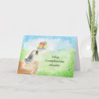 Feliz Cumpleanos Abuelo, Pajaro con Flores