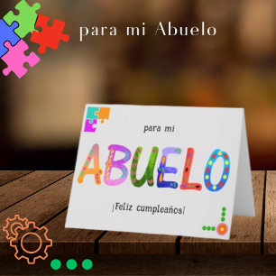 Feliz Cumpleaños Abuelo Whimsical letters Birthday Card