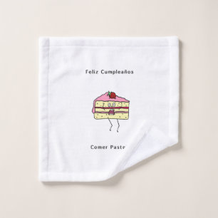 Feliz Cumpleanos Comer pastel, birthday  Wash Cloth