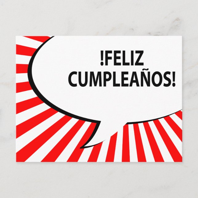 feliz cumpleanos comic bubble postcard (Front)