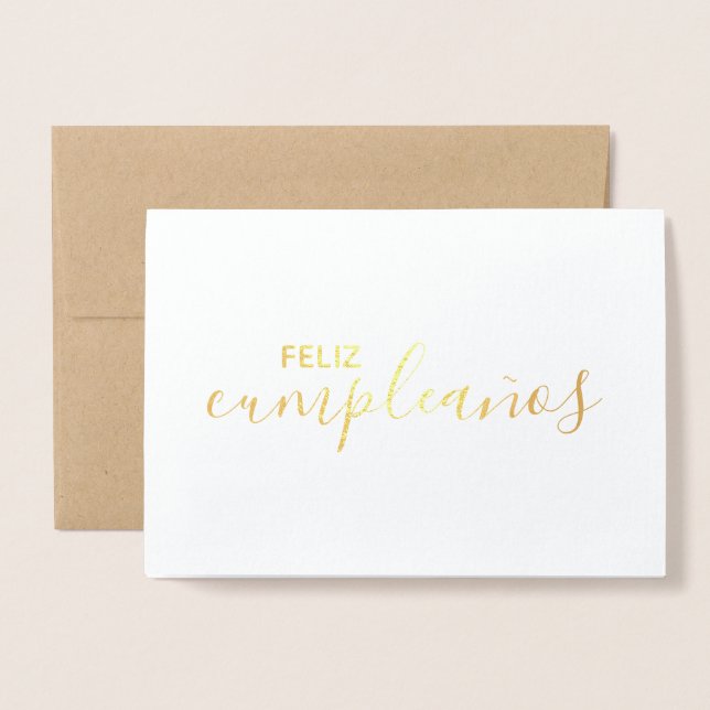 Feliz Cumpleaños Elegant Spanish Happy Birthday Foil Card (Front With Envelope)