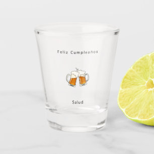 Feliz cumpleanos glass, spanish birthday gift shot glass