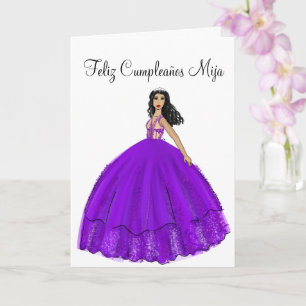 Feliz Cumpleaños Purple Quinceanera Birthday  Card