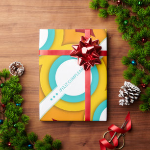 feliz cumpleanos retro wrapping paper