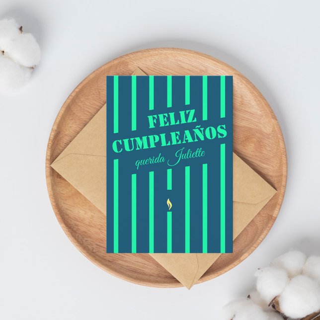 Feliz cumpleaños spanish birthday blue card (Creator Uploaded)