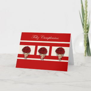 Feliz Cumpleaños Spanish Birthday with rose flowe Card