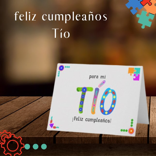 Feliz Cumpleaños Tío Whimsical letters Birthday Card (Creator Uploaded)