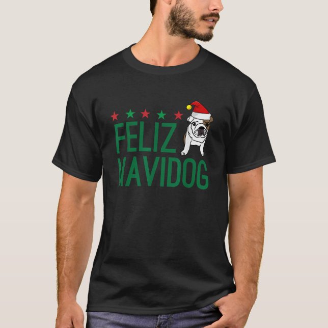 Feliz Davidog Funny Christmas Dog  Bulldog Clothin T-Shirt (Front)