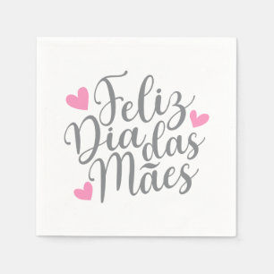 Feliz Dia Das Mães Happy Mother's Day Paper Napki Napkin