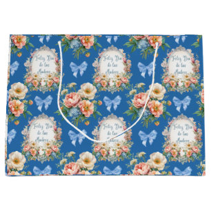 Feliz Dia De Las Madres Azul Ceruleo Large Gift Bag