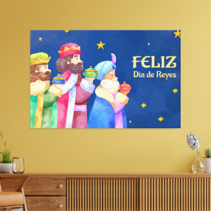 Feliz Dia De Reyes Three Kings Canvas Print