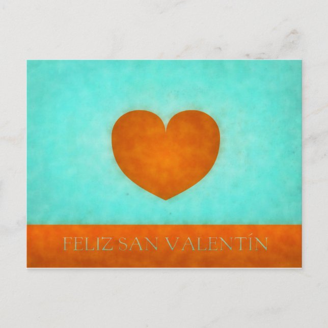 Feliz día de San Valentín. Postal Corazón Naranja. Postcard (Front)