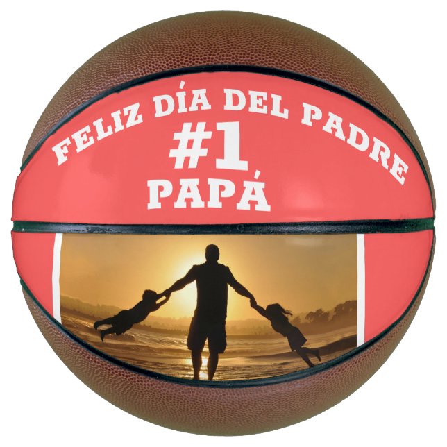 Feliz Dia Del Padre #1 Papa Custom Photo Basketball (Front)