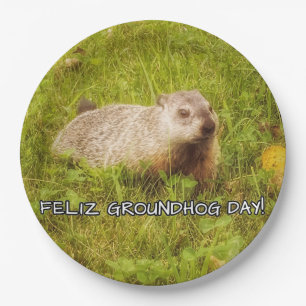 Feliz Groundhog Day! paper plates