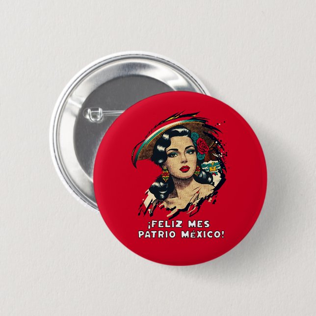 Feliz Mes Patrio Mexico Mexican Independence  6 Cm Round Badge (Front & Back)
