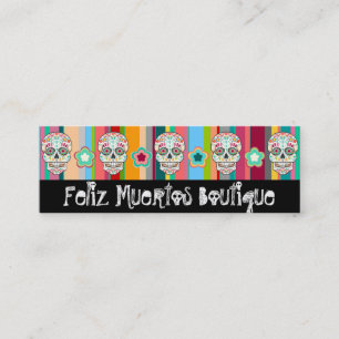 Feliz Muertos - Custom Skinny Sugar Skull Bizcards Mini Business Card