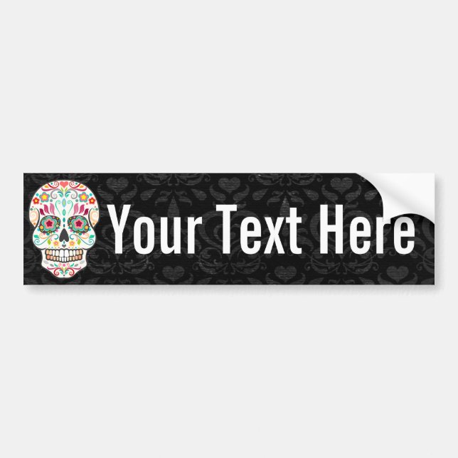 Feliz Muertos - Custom Sugar Skull Bumper Sticker (Front)