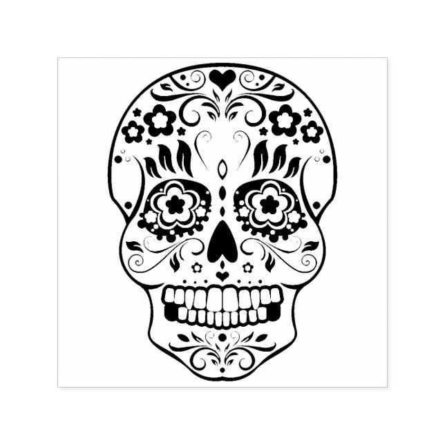 Feliz Muertos Festive Sugar Skull Self-Ink Stamp (Design)