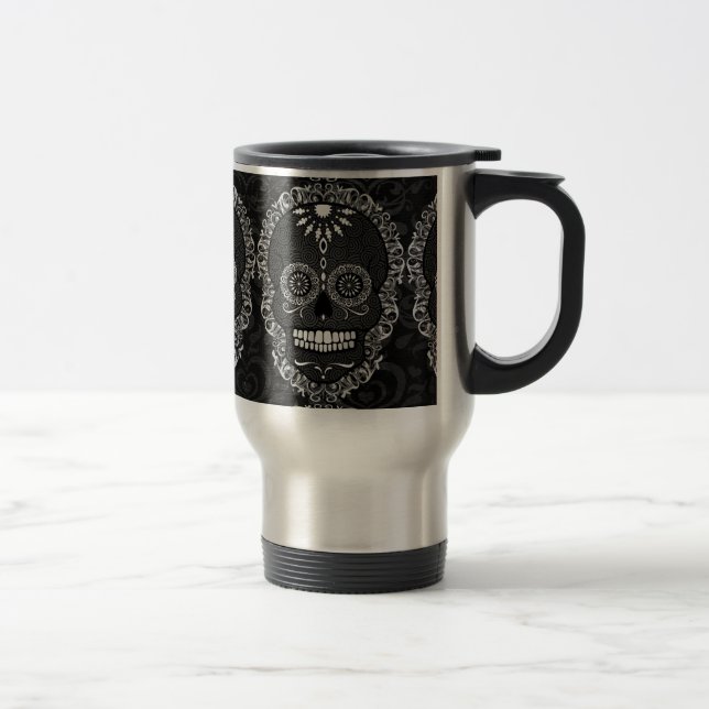 Feliz Muertos - Sugar Skull Pattern Travel Mug (Right)