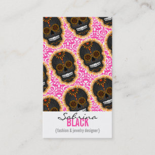Feliz Muertos - Sugar Skull Vertical Bizcards Business Card