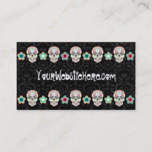 Feliz Muertos - Sugar Skulls on Damask Bizcards Business Card