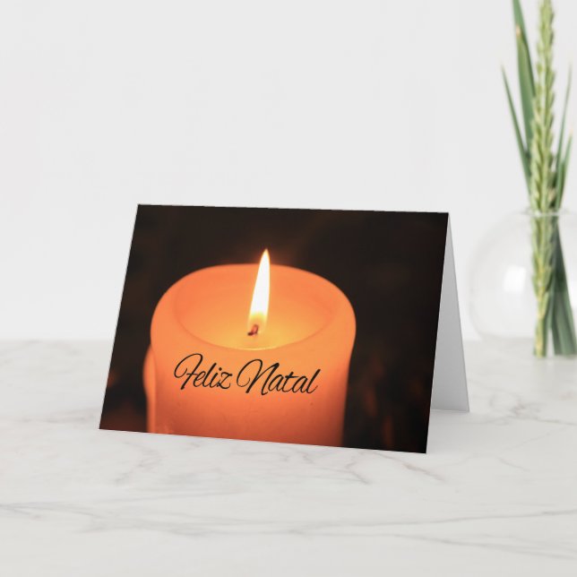 Feliz Natal  Burning candles christmas Holiday Card (Front)