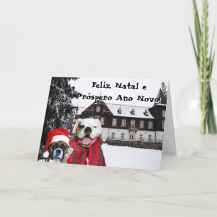 Feliz Natal e  Próspero Ano Novo Boxer Dogs card