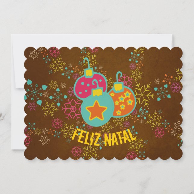 Feliz Natal Ornaments Holidays Card (Front)