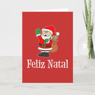 Feliz Natal Portuguese Christmas Santa Holiday Card