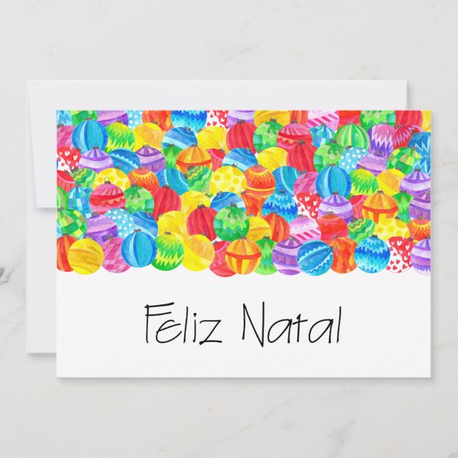 Feliz Natal Portuguese Christmas , watercolor Invitation (Front)