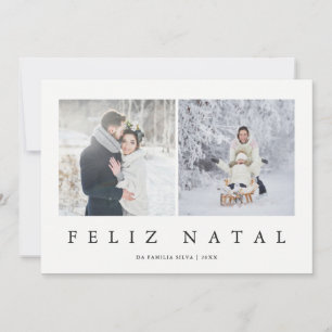 Feliz Natal Portuguese Modern Christmas Two Photo Holiday Card