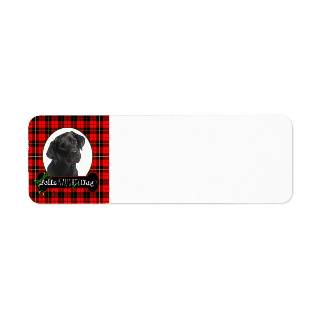 Feliz Naughty Black Lab Return Address Label (Front)
