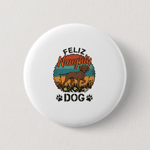 Feliz Naughty Dog Brown Retro Sun Paw Prints 6 Cm Round Badge