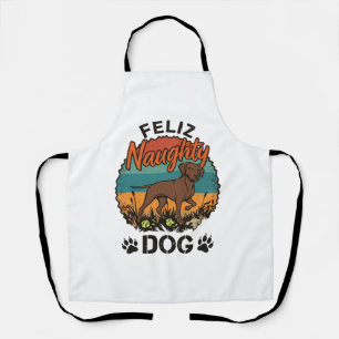 Feliz Naughty Dog Brown Retro Sun Paw Prints Apron