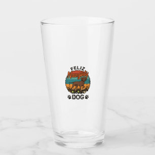 Feliz Naughty Dog Brown Retro Sun Paw Prints Glass