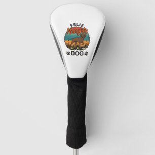 Feliz Naughty Dog Brown Retro Sun Paw Prints Golf Head Cover
