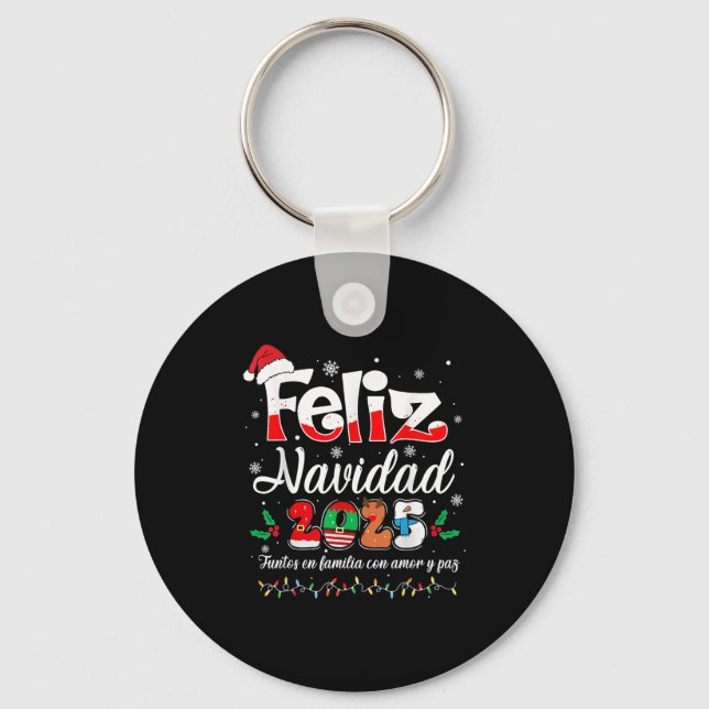 Feliz Navidad 2025 Matching Family Spanish Christm Key Ring (Front)