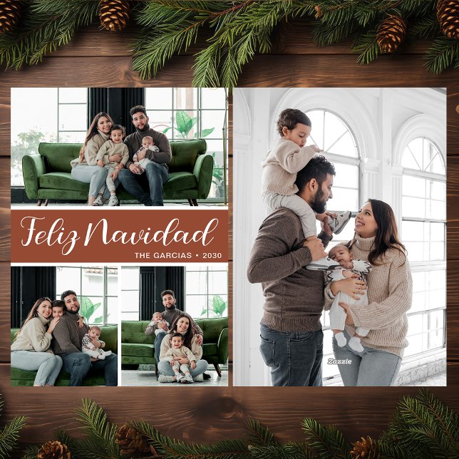 Feliz Navidad 4 Photo Flat Holiday Card (Creator Uploaded)