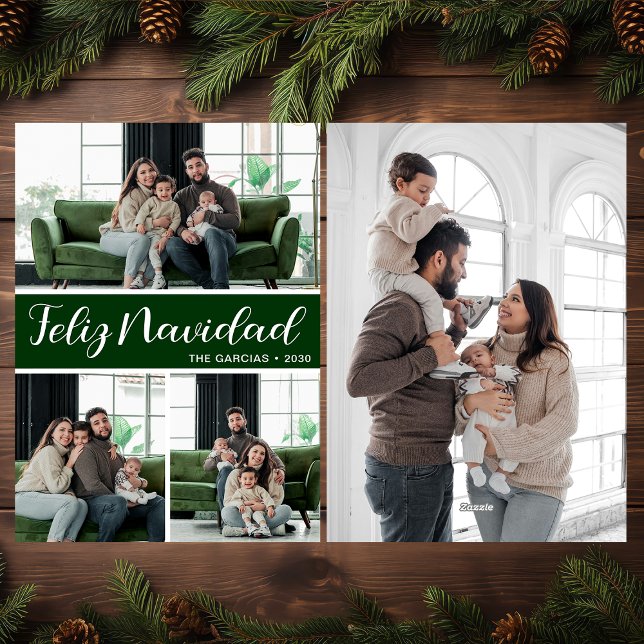 Feliz Navidad 4 Photo Flat Holiday Card (Creator Uploaded)
