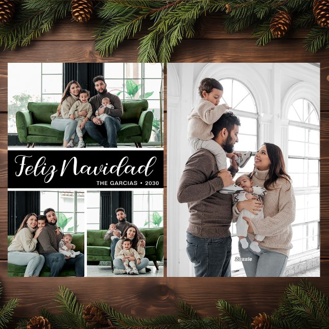 Feliz Navidad 4 Photo Flat Holiday Card (Creator Uploaded)