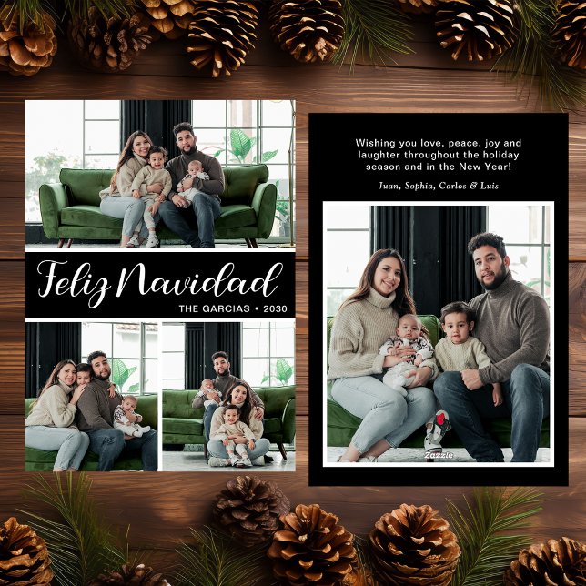 Feliz Navidad 4 Photo Flat Holiday Card (Creator Uploaded)