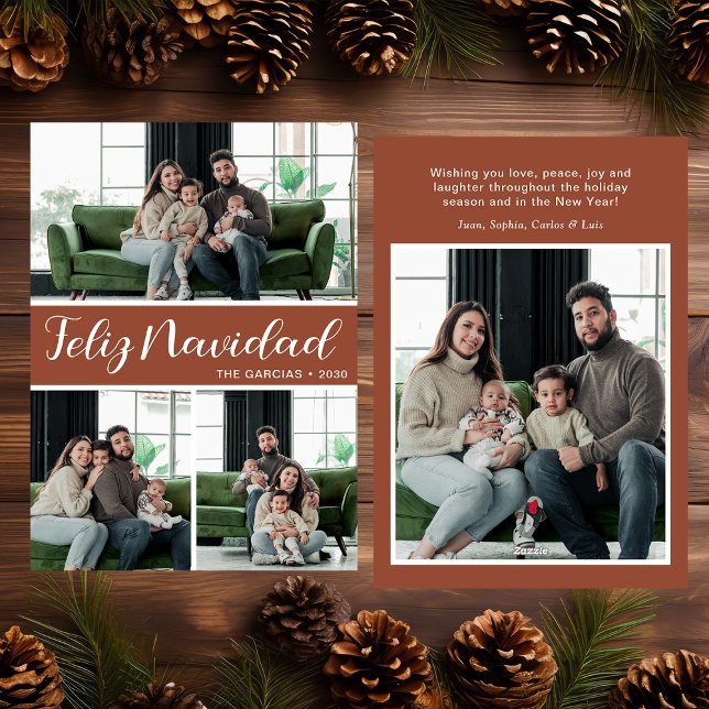 Feliz Navidad 4 Photo Flat Holiday Card (Creator Uploaded)