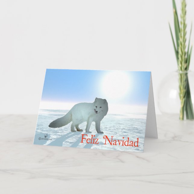 Feliz Navidad - Arctic Fox Holiday Card (Front)