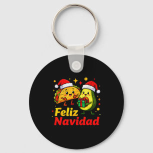 Feliz Navidad Avocado Tacos Mexican Xmas Family Ma Key Ring