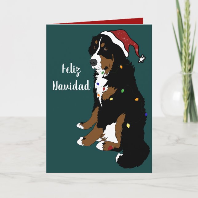 Feliz Navidad Bernese Mountain Dog Card (Front)